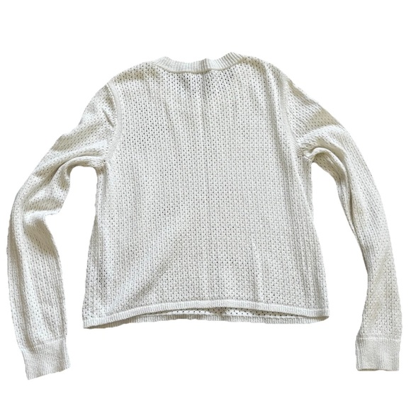 RAG & BONE White Crew Neck Sweater with Perforated/Open Knit Texture Trendy Chic - Picture 6 of 7